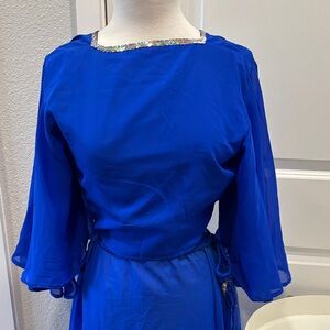 Royal Blue Set with Gold Sequin Trim